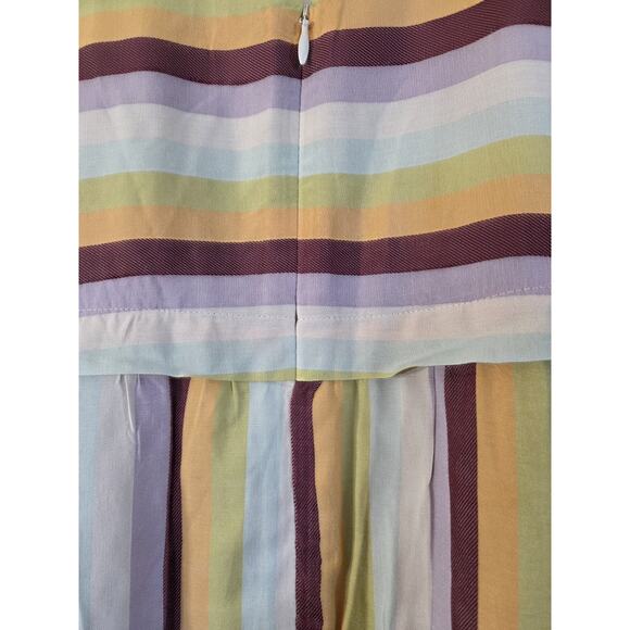 Madewell Striped Grungy Rainbow Pastel Viscose Babydoll Mini Dress, Size 4 - Picture 11 of 12